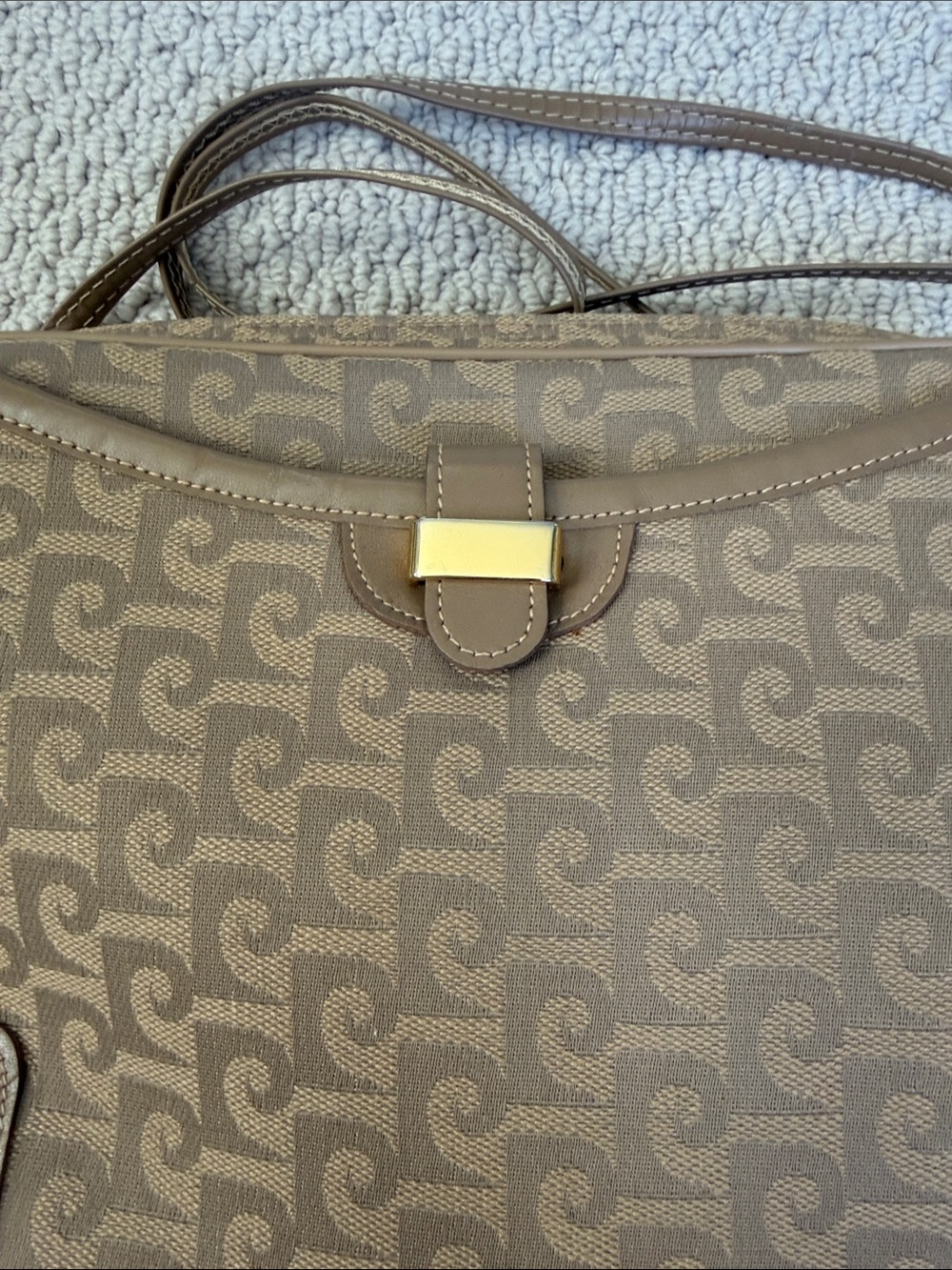 Pierre Cardin Tan Monogram Crossbody Bag with Gold Accent - Picture 4 of 9